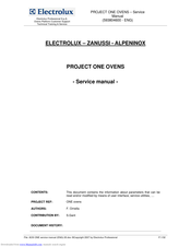 Electrolux PROJECT ONE 593804600 Service Manual