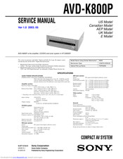 Sony AVD-K800P - 5 Dvd Changer/receiver Service Manual