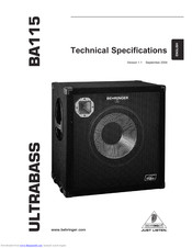 Behringer Ultrabass BA115 Technical Specifications