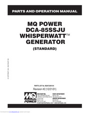 MULTIQUIP MQ POWER DCA-85SSJU WHISPERWATT Parts And Operation Manual