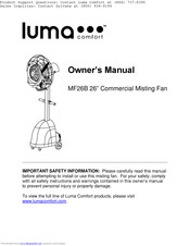Luma Comfort MF26B Owner's Manual
