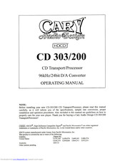 Cary Audio Design CD 303/200 Operating Manual