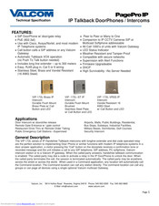 Valcom PagePro IP VIP-172L-Brass Technical Specification