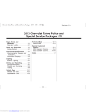Chevrolet 2013 Tahoe Special Service Package Owner's Manual