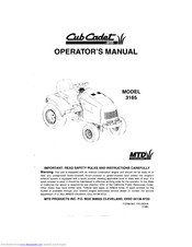 Cub Cadet 3165 Operator's Manual