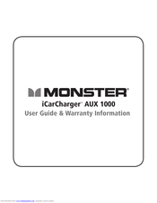 Monster iCarCharger AUX 1000 User Manual & Warranty Information