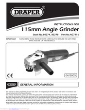 Draper AG7116 Instructions Manual