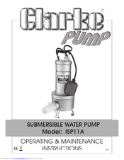 Clarke ISP11A Operating And Maintenance Instructions Manual