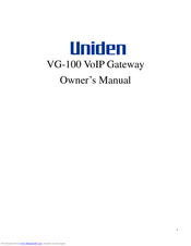 Uniden VG-100 Owner's Manual