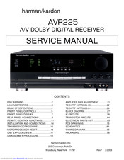 Harman Kardon AVR 225 Service Manual