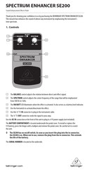 Behringer Spectrum Enhancer SE200 Quick Manual