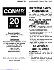 Conair 20 PIECE HC220GBC Instructions For Care And Use