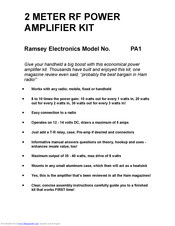 Ramsey Electronics PA1 Instruction Manual