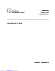Krell Industries KAV-500i Instructions For Use Manual