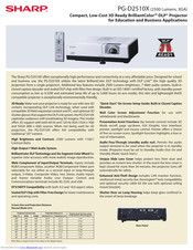 Sharp Notevision PG-D2510X Specification Sheet