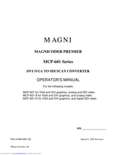 Magni MCP-601-A Operator's Manual