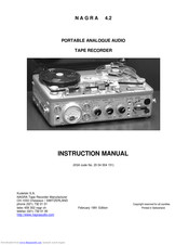 Nagra PORTABLE ANALOGUE AUDIO TAPE RECORDER Instruction Manual