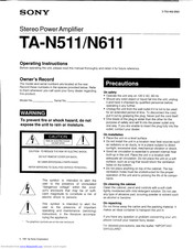Sony TA-N611 Operating Instructions Manual
