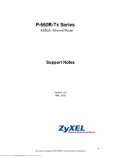 ZyXEL Communications P-660R-Tx Series Support Notes
