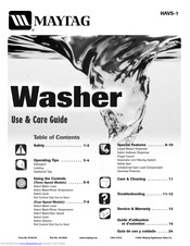 Maytag HAVS-1 Use & Care Manual