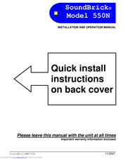 SoundBrick 550N Installation And Operation Manual