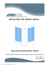 Aston Global ZAA216 Installation And Owner's Manual