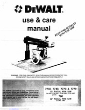 Dewalt 7730 Use And Care Manual