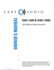 Cary Audio Design DAC-100t Owner's Manual
