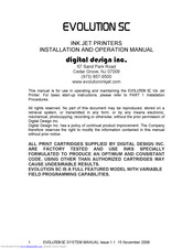 Digital Design EVOLUTION SC Installation And Operation Manual