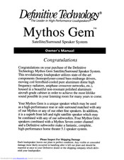 Definitive Technology Mythos Gem Owner's Manual