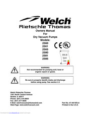 Welch 2565 Owner's Manual
