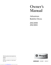 GE Monogram ZSC2000 Owner's Manual