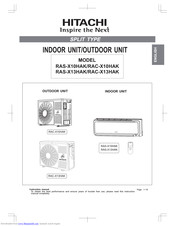 Hitachi RAS-X13HAK Instruction Manual