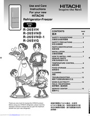 Hitachi R-26SVND Use And Care Instructions Manual