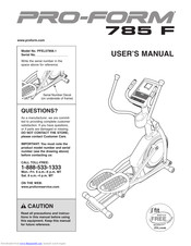 ProForm 785 F User Manual