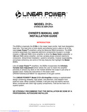 Linear Power 2121 Owner's Manual And Installation Manual