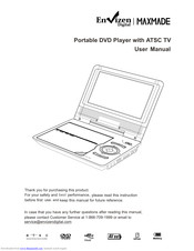 Envizen Portable DVD Player with ATSC TV User Manual
