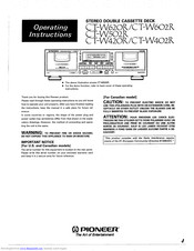 Pioneer CT-W402R Operating Instructions Manual