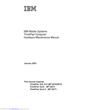 Ibm ThinkPad X30, ThinkPad X31 (MT 2672 Manual