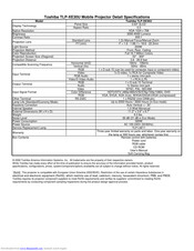 Toshiba XE30U - TLP XGA LCD Projector Detail Specifications