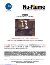 Nu-Flame ARDORE Instructions For Use And Safety