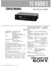 Sony TC-K6000ES Service Manual