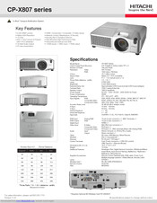 Hitachi CP-X807 Series Specifications