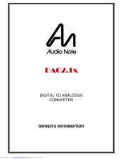Audio Note DAC2.1x Signature Owner's Information