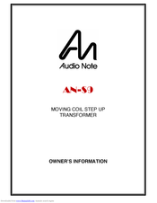 Audio Note AN-S9 Owner's Information