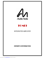 Audio Note TOMEI Owner's Information