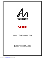 Audio Note Neiro Owner's Information