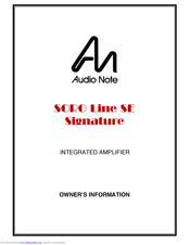 Audio Note SORO Line SE Signature Owner's Information