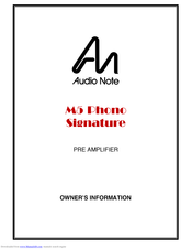 Audio Note M5 Phono Signature Owner's Information