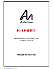 Audio Note IO LIMITED Owner's Information